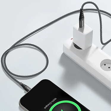 Swissten Câble Lightning Fibre Aramide 1.5m Charge Rapide 60W Prise USB-C  Noir pas cher