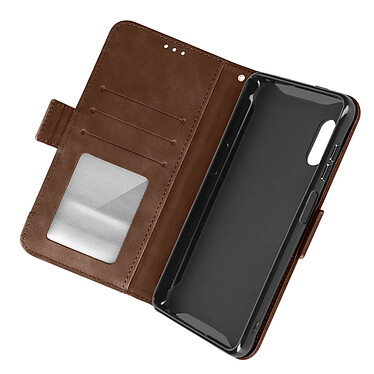 Avizar Étui Folio pour Samsung Galaxy Xcover Pro Porte-cartes amovible Double languette magnétique  Marron