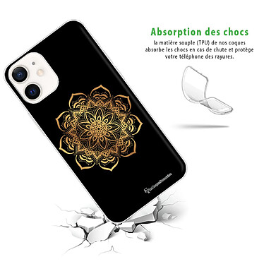 Avis LaCoqueFrançaise Coque iPhone 12 mini silicone transparente Motif Mandala Or ultra resistant