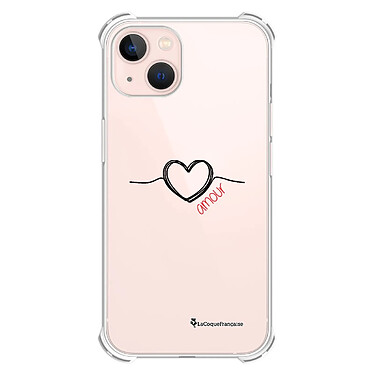 LaCoqueFrançaise Coque iPhone 13 anti-choc souple angles renforcés transparente Motif Coeur Noir Amour