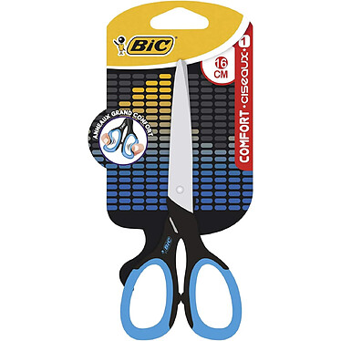 BIC Ciseaux COMFORT Anneaux souples Grand confort 16 cm Coloris Aléatoire