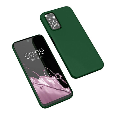 Evetane Coque Redmi Note 11 Silicone liquide Vert Foret + 2 Vitres en Verre trempe Protection ecran Antichocs pas cher