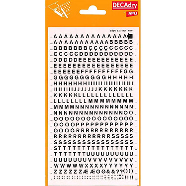 DECADRY Lettres Transferts (1 Feuille) DD1F 4 mm Noir