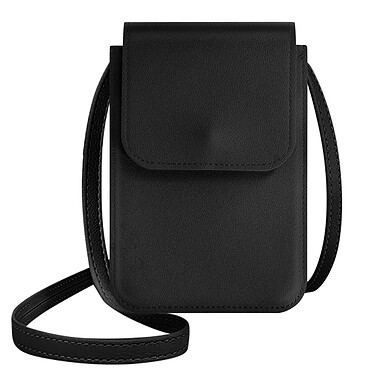 Avizar Pochette Bandoulière Smartphone avec Rangement carte Sangle 135cm  noir