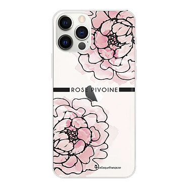 LaCoqueFrançaise Coque iPhone 12/12 Pro silicone transparente Motif Rose Pivoine ultra resistant