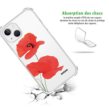 Avis Evetane Coque iPhone 13 Mini anti-choc souple angles renforcés transparente Motif Coquelicot