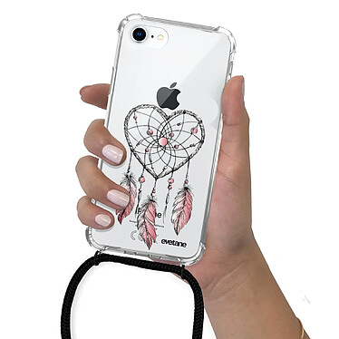 Evetane Coque cordon iPhone 7/8/ iPhone SE 2020 noir Dessin Attrape coeur pas cher