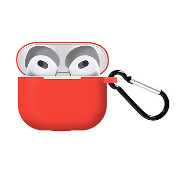 Avizar Coque pour AirPods 3 en Silicone Doux Résistant Effet Mat Mousqueton Rouge