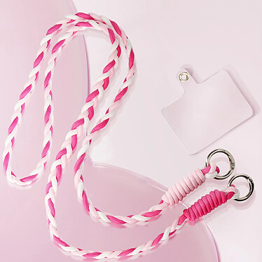 Avizar Cordon Téléphone Design Nylon Tressé 60cm Blanc / Rose pas cher