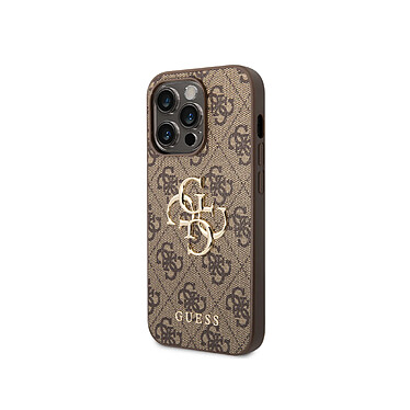 Guess Coque pour Apple iPhone 15 Pro PU 4G Big Marron