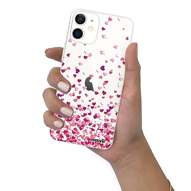 Evetane Coque iPhone 12 mini silicone transparente Motif Confettis De Coeur ultra resistant pas cher