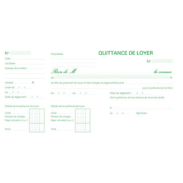 Avis EXACOMPTA Carnet à souche 'Quittances de loyer' 135 x 185 mm 50 Feuillets x 10