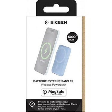 BigBen Connected Powerbank USB A / USB C 10W 5000mAh Induction Compatible MagSafe Bleu pas cher