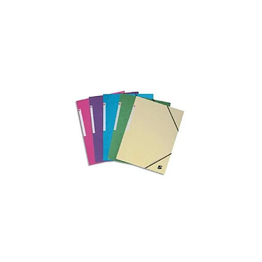 5 ETOILES Lot de 10 Chemises 3 rabats à élastique carte lustrée 5/10 350g Assortis Pastel