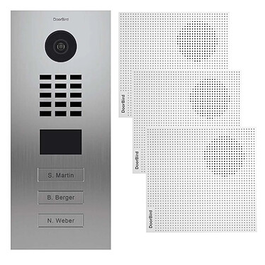 Doorbird - Portier vidéo IP 3 sonnettes + 3 Carillons - Doorbird D2103V Inox - Encastrable