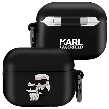 Karl Lagerfeld Coque pour AirPods Pro Antichoc Souple avec Anneau Noir