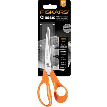 FISKARS Ciseaux universels pour droitiers, Longueur 21 cm orange pas cher