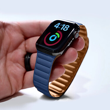 Avis Avizar Bracelet pour Apple Watch 42 44 mm en Simili-cuir avec Fermeture aimantée Bleu Nuit