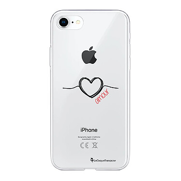 LaCoqueFrançaise Coque iPhone 7/8/ iPhone SE 2020 360 intégrale transparente Motif Coeur Noir Amour Tendance