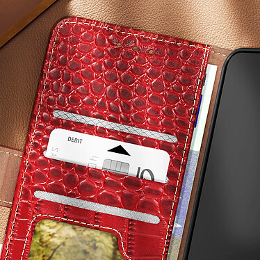 Avis Avizar Étui Cuir pour Samsung Galaxy S24 Portefeuille RFID Motif Crocodile Rouge