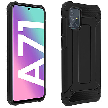 Avizar Coque Samsung Galaxy A71 Design Relief Bi-matière Antichute 1,8m Noir