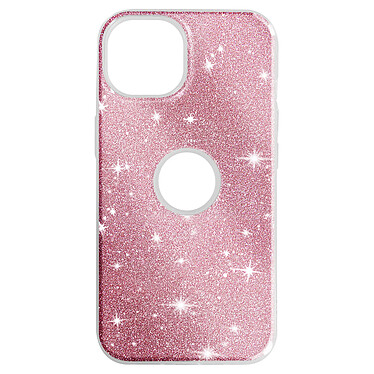 Avizar Coque pour iPhone 14 Paillette Silicone Semi rigide  Rose