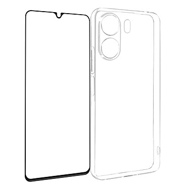 Avizar Coque pour Xiaomi Redmi 13C Silicone Gel et Verre Trempé Noir