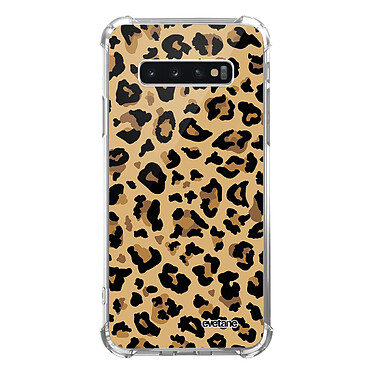 Evetane Coque Samsung Galaxy S10 Silicone antichocs Solides coins renforcés  transparente Motif Léopard Beige