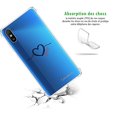 Avis LaCoqueFrançaise Coque Xiaomi Redmi 9A Silicone antichocs Solides coins renforcés  transparente Motif Coeur Noir Amour