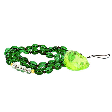 Avizar Bijou de Téléphone Bracelet à Perles Ovales et Cœur 80cm Collection Romeo Vert