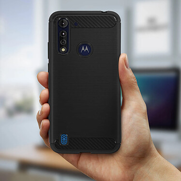 Avizar Coque Motorola Moto G8 Power Lite Protection Souple Carbone Métal Brossé Noir pas cher