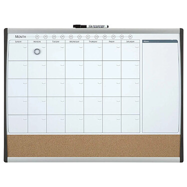 NOBO Quartet Tableau mixte calendrier 585x 430 mm cadre incurvé