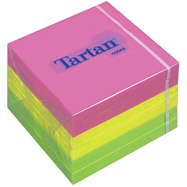 TARTAN Bloc-notes Repositionnable 76 x 76 mm 400 Feuilles Assorties