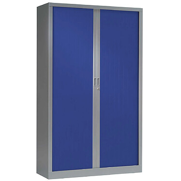 VINCO Armoire Monobloc FUN H198xL120xP43 cm 4 Tablettes Alu Rideaux Bleu