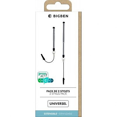 Avis BigBen Connected Pack de 2 Stylets Universels Rétractables et Extensibles jusqu'à 9.5cm Noir