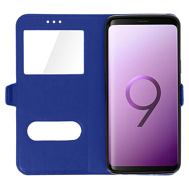 Avis Avizar Housse Galaxy S9 Etui Clapet 2x Fenêtre Coque Silicone Gel Protection - Bleu