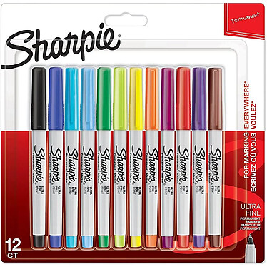 SHARPIE blister de 12 marqueurs indélébiles pointe ultra fine