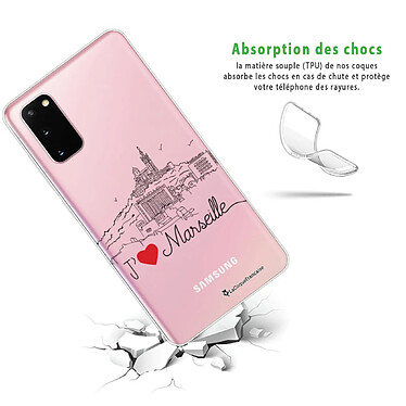 Avis LaCoqueFrançaise Coque Samsung Galaxy S20 360 intégrale transparente Motif J'aime Marseille Tendance