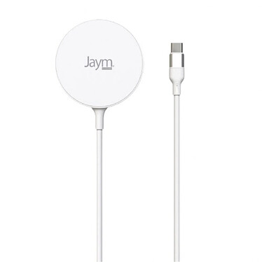 Jaym Chargeur à Induction 15W Aimanté MagSafe Avec Parasurtenseur et Fonction Stand Blanc