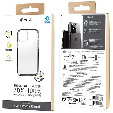 Acheter Muvit Coque pour iPhone 13 mini Recycletek Shield Semi-rigide Transparent