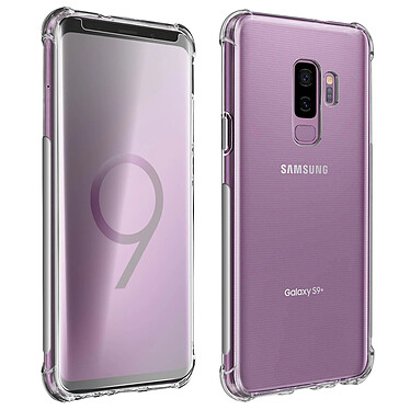 Avizar Pack Protection Galaxy S9 Plus Coque Souple + Film Verre Trempé 9H Transparent