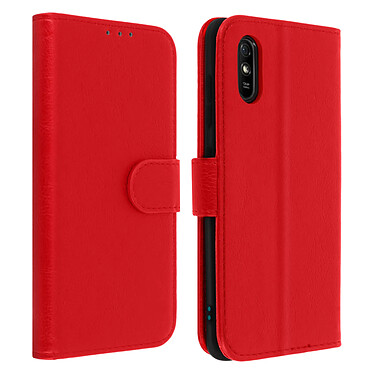 Avizar Étui Xiaomi Redmi 9A Protection avec Porte-carte Support Vidéo rouge