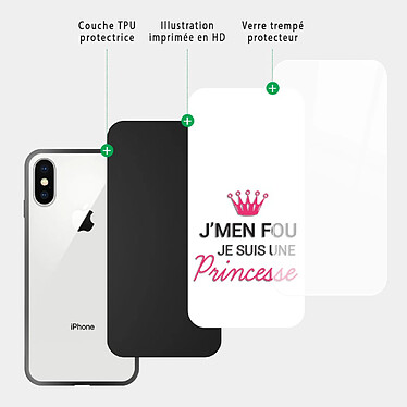 Acheter Evetane Coque en verre trempé iPhone Xs Max Je suis une princesse