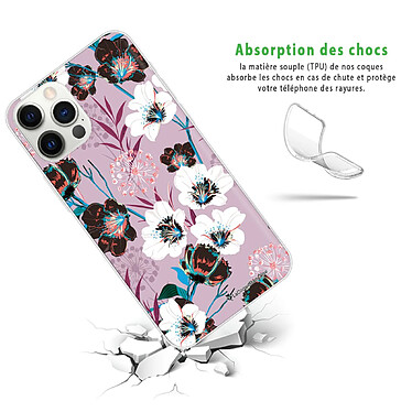 Avis LaCoqueFrançaise Coque iPhone 12/12 Pro silicone transparente Motif Fleurs parme ultra resistant