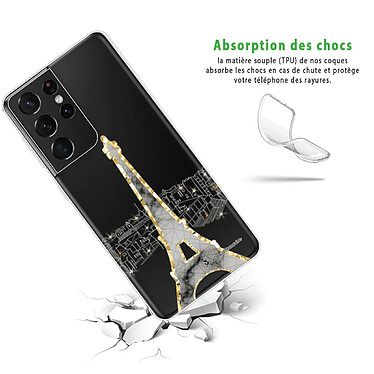 Avis LaCoqueFrançaise Coque Samsung Galaxy S21 Ultra 5G silicone transparente Motif Illumination de paris ultra resistant