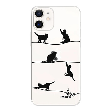 Evetane Coque iPhone 12 mini 360 intégrale transparente Motif Chat Lignes Tendance