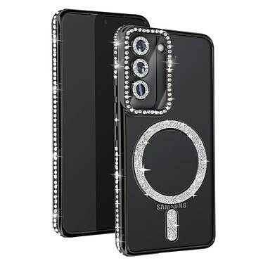 Avizar Coque Diamant pour Samsung Galaxy S22 MagSafe Contour Strass Noir