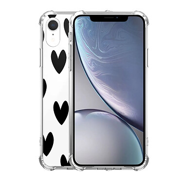 Avis Evetane Coque iPhone Xr anti-choc souple angles renforcés transparente Motif Coeurs Noirs