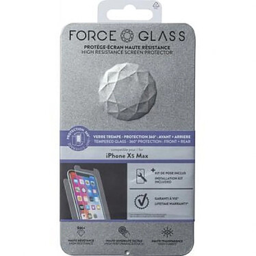 Force Glass Double protection pour iPhone XS Max 360° Anti-traces de doigts Transparent pas cher