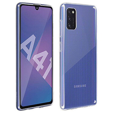 Avizar Coque Samsung Galaxy A41 Silicone Souple et Film Verre Trempé 9H noir